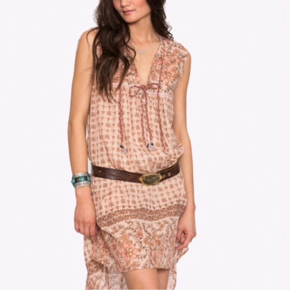 Boho Printed Sleeveless Maxi Dress in Peach